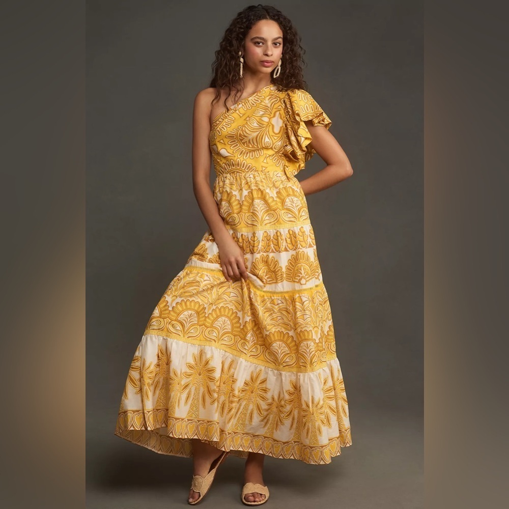 NWT Farm Rio Ainika Tapestry One-Shoulder Maxi Dress